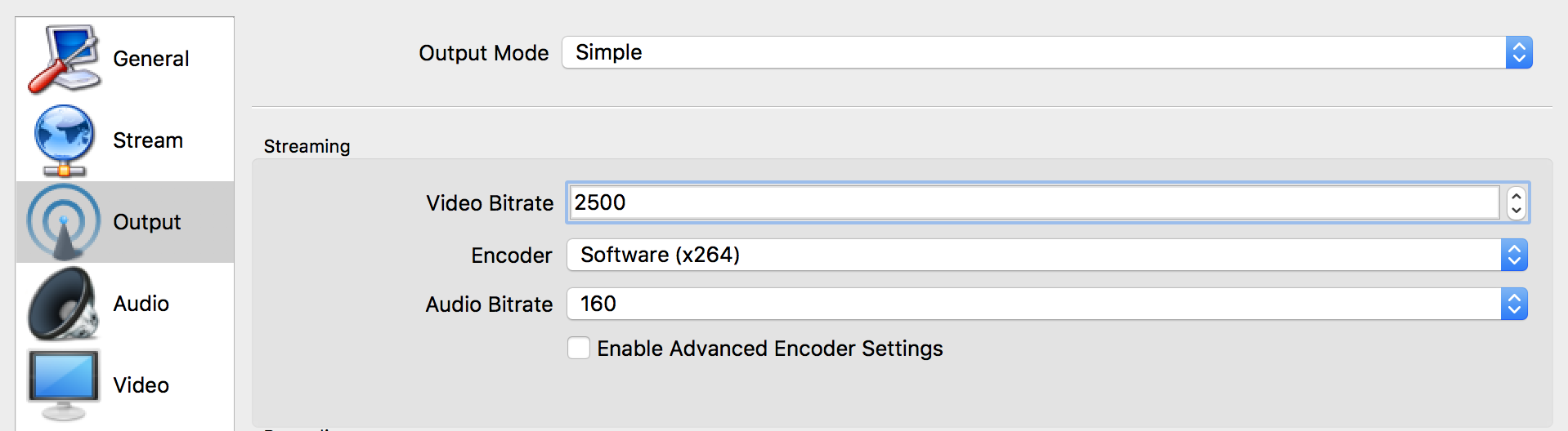 OBS Output Settings