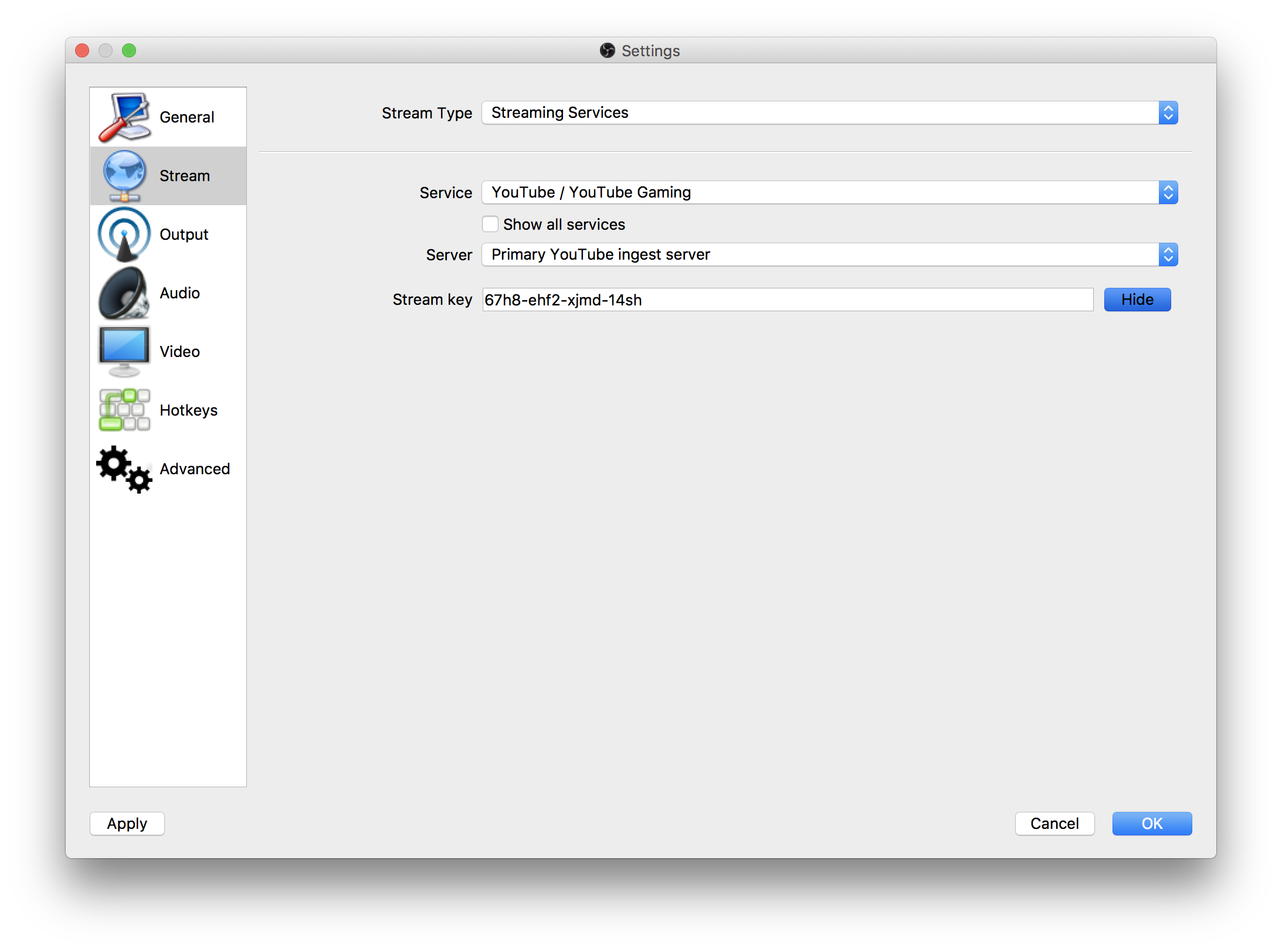 OBS Stream Settings