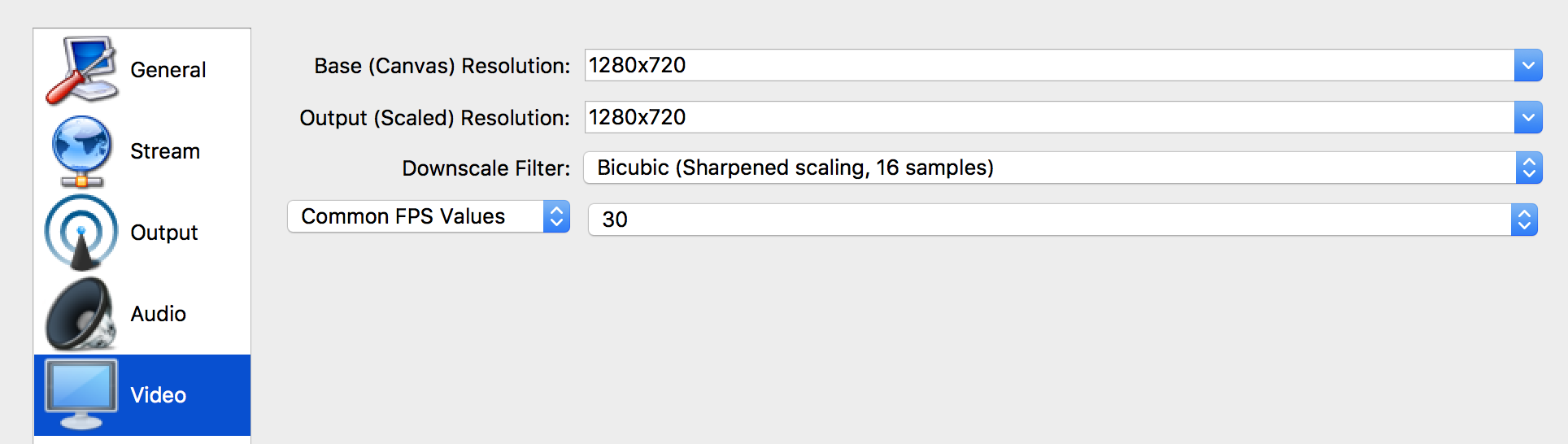 OBS Video Settings